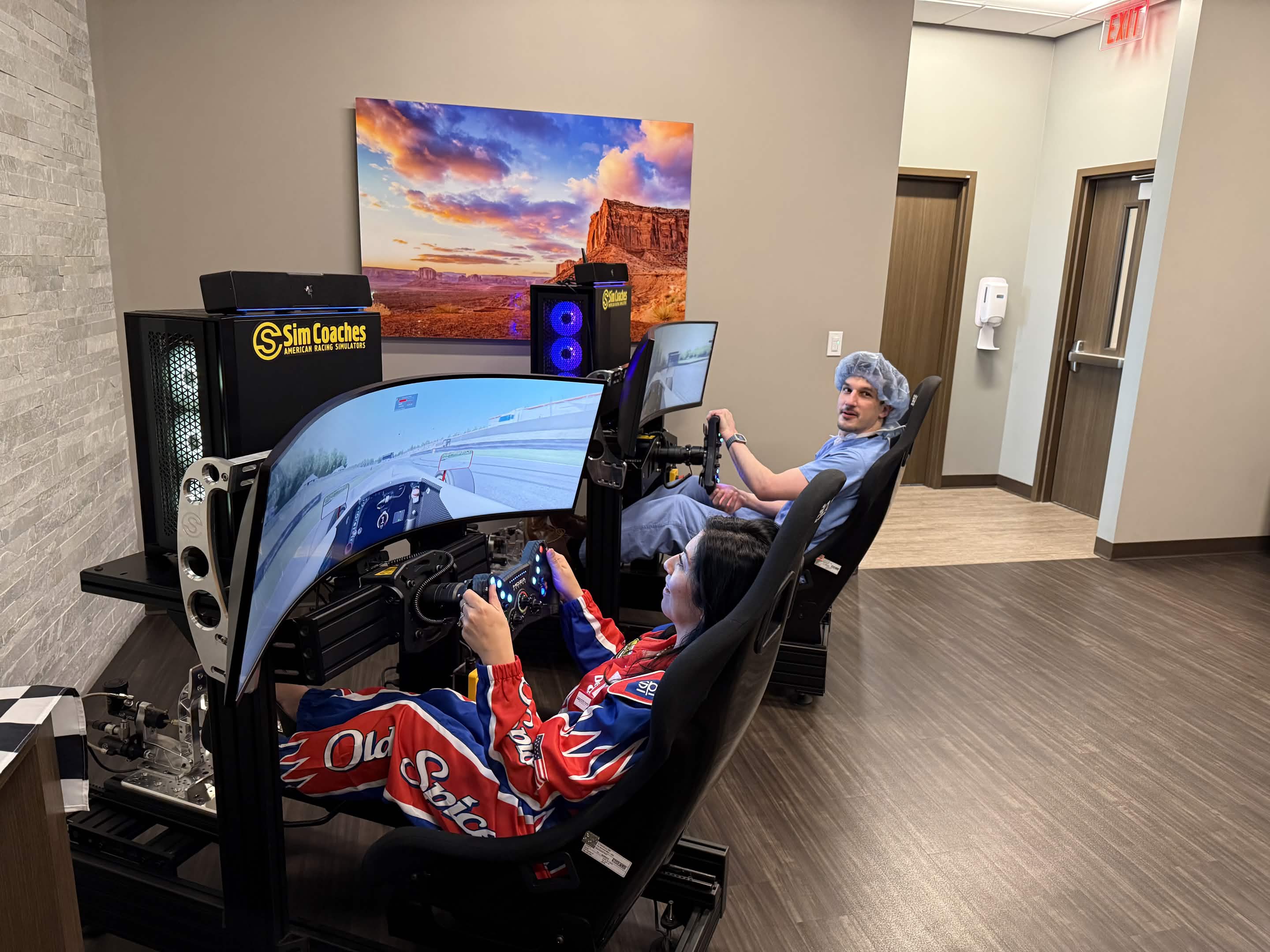 Real healthcare event racing simulator setup
